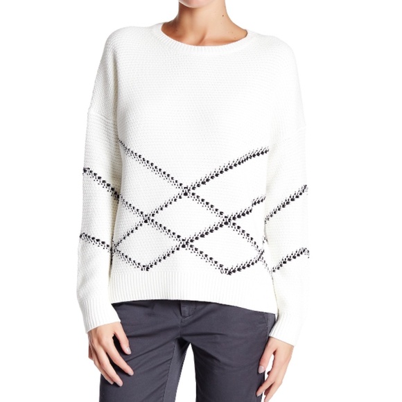 VINCE Intarsia Crew Neck Cotton Sweater (NWT) - Picture 2 of 8